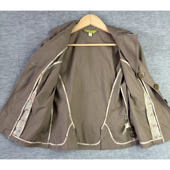 Sigrid Olsen Coat Jacket Safari Sz 4 Brown Cotton 3/4 Sleeve Vtg Y2K Academia - Picture 14 of 16